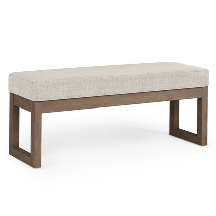 44" Dark Turquoise and Brown Fabric Ottoman