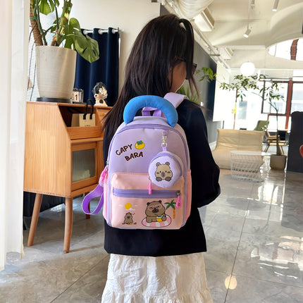 Kindergarten Capybara Cartoon Beach Backpack