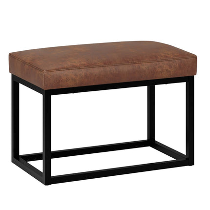 26" Brown and Black Leather Ottoman