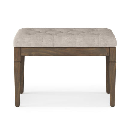 28" Natural and Brown Fabric Ottoman