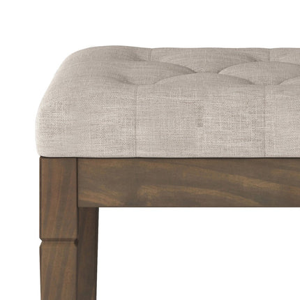 28" Natural and Brown Fabric Ottoman