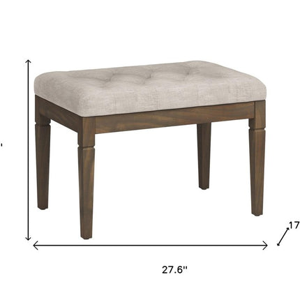 28" Natural and Brown Fabric Ottoman