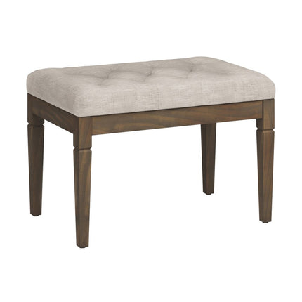 28" Natural and Brown Fabric Ottoman