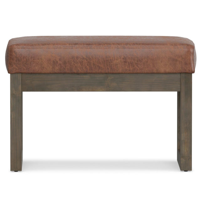 27" Brown Leather Footstool
