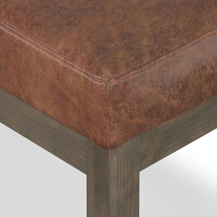 27" Brown Leather Footstool