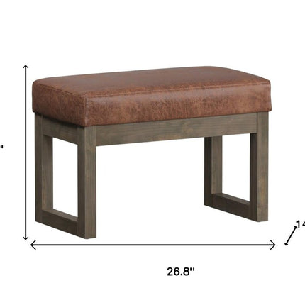 27" Brown Leather Footstool