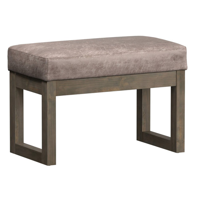 27" Gray and Dark Brown Leather Footstool
