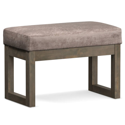 27" Gray and Dark Brown Leather Footstool