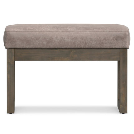 27" Gray and Dark Brown Leather Footstool