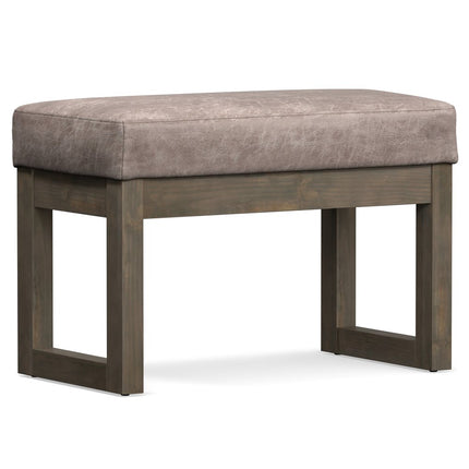 27" Gray and Dark Brown Leather Footstool