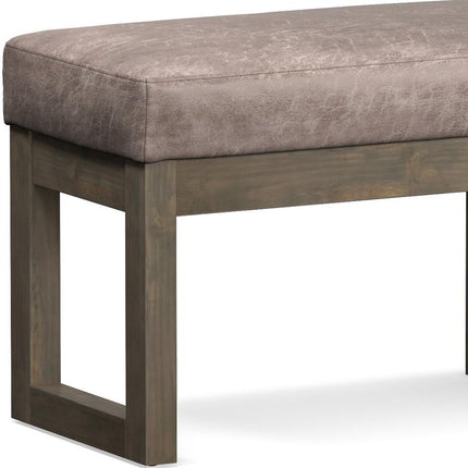 27" Gray and Dark Brown Leather Footstool