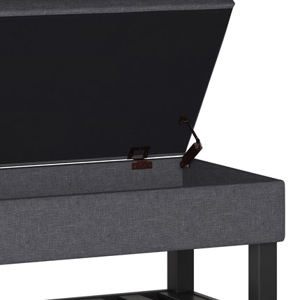 44" Gray and Dark Brown Fabric Ottoman With Storage