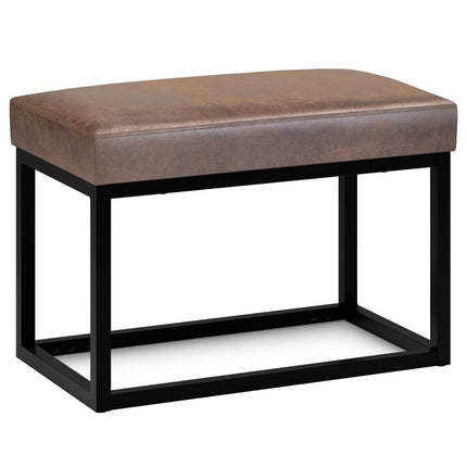 26" Brown and Black Leather Ottoman
