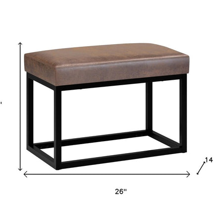 26" Brown and Black Leather Ottoman