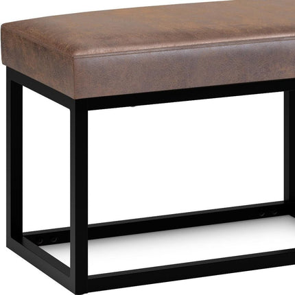 26" Brown and Black Leather Ottoman