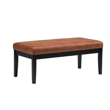 41" Brown and Espresso Leather Ottoman