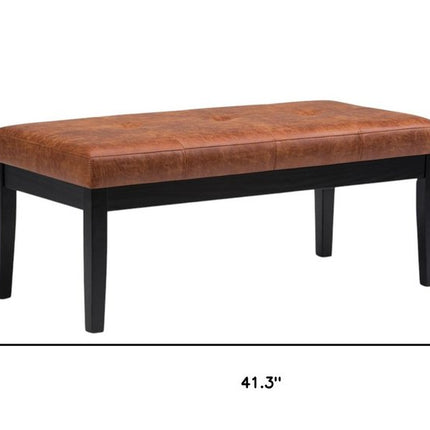 41" Brown and Espresso Leather Ottoman