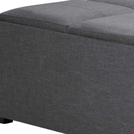 35" Gray and Dark Brown Fabric Cocktail Ottoman With Storage
