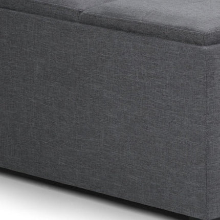 35" Gray and Dark Brown Fabric Cocktail Ottoman With Storage