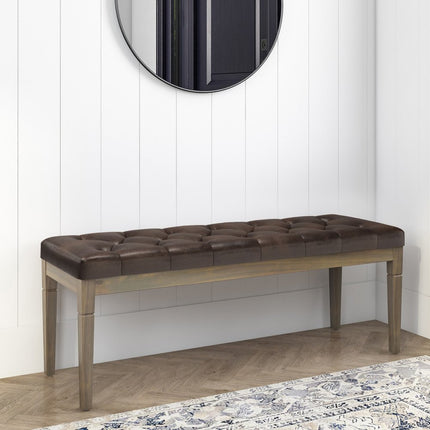 48" Brown Leather Ottoman