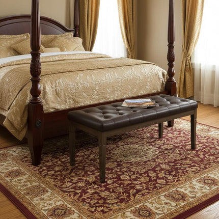 48" Brown Leather Ottoman