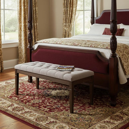 48" Gray and Brown Fabric Ottoman