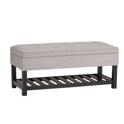 44" Gray and Dark Brown Fabric Ottoman With Storage