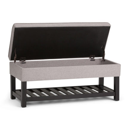 44" Gray and Dark Brown Fabric Ottoman With Storage