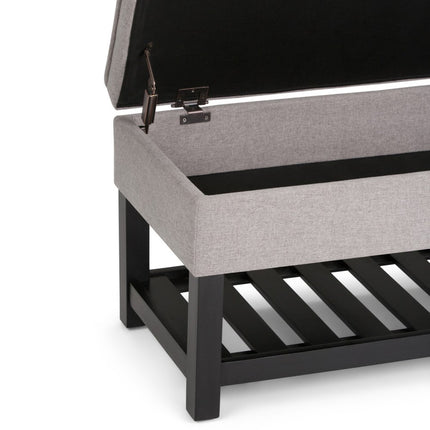 44" Gray and Dark Brown Fabric Ottoman With Storage