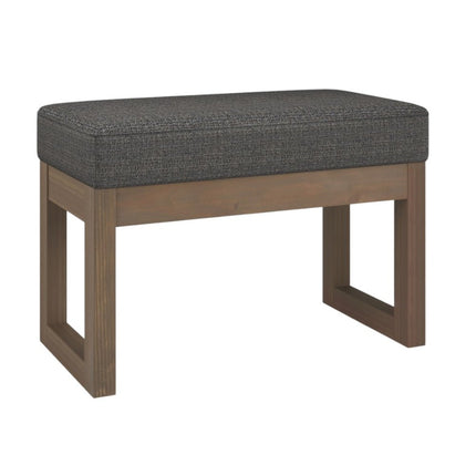 27" Ebony and Brown Fabric Footstool