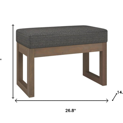 27" Ebony and Brown Fabric Footstool