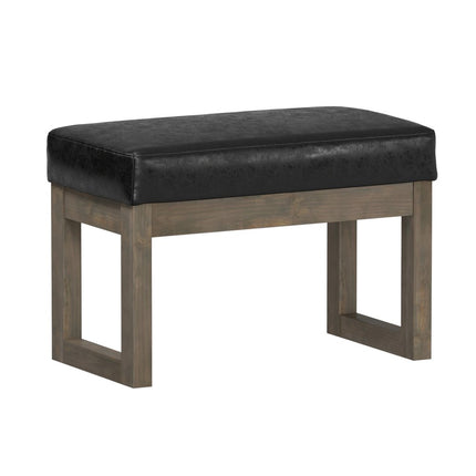 27" Black and Brown Leather Footstool