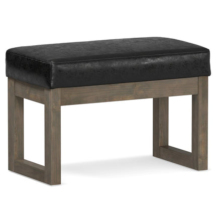 27" Black and Brown Leather Footstool