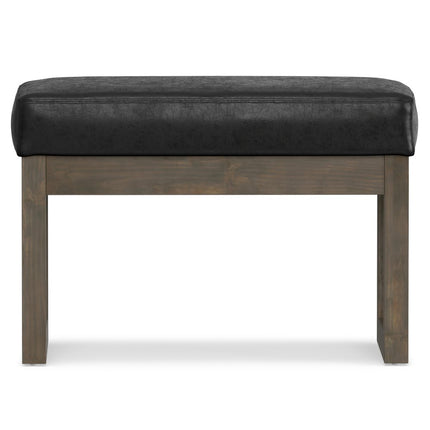 27" Black and Brown Leather Footstool
