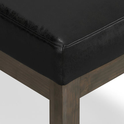 27" Black and Brown Leather Footstool