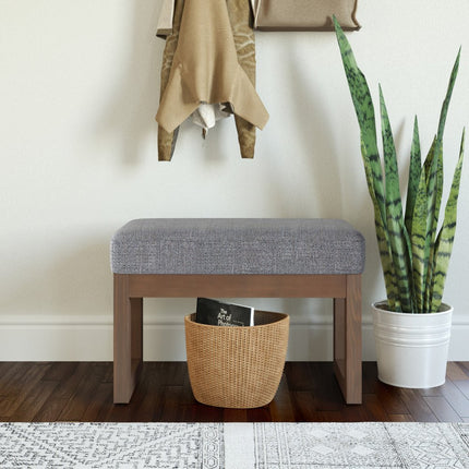 27" Gray and Brown Fabric Footstool
