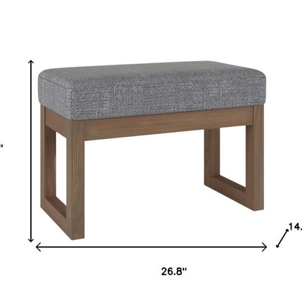27" Gray and Brown Fabric Footstool
