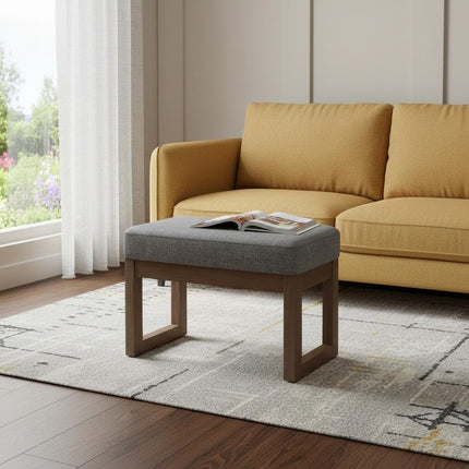 27" Gray and Brown Fabric Footstool