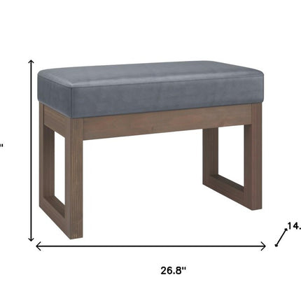 27" Gray and Brown Leather Footstool