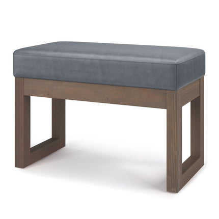 27" Gray and Brown Leather Footstool