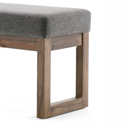 27" Gray and Brown Fabric Footstool