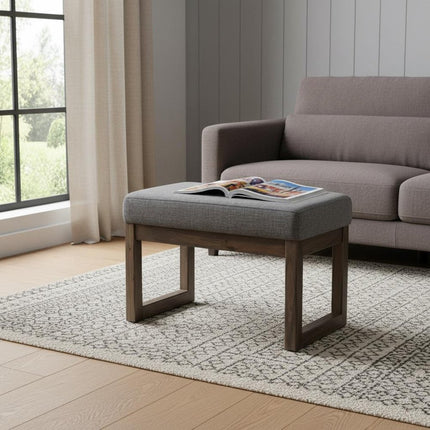 27" Gray and Brown Fabric Footstool