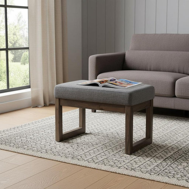 27" Gray and Brown Fabric Footstool