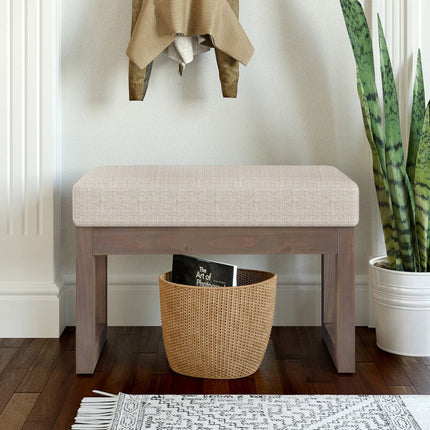 27" Platinum and Brown Fabric Footstool