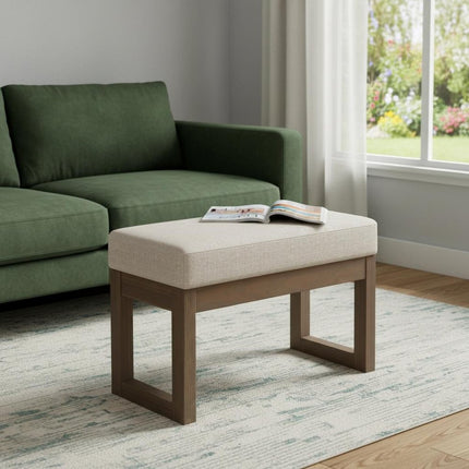 27" Platinum and Brown Fabric Footstool