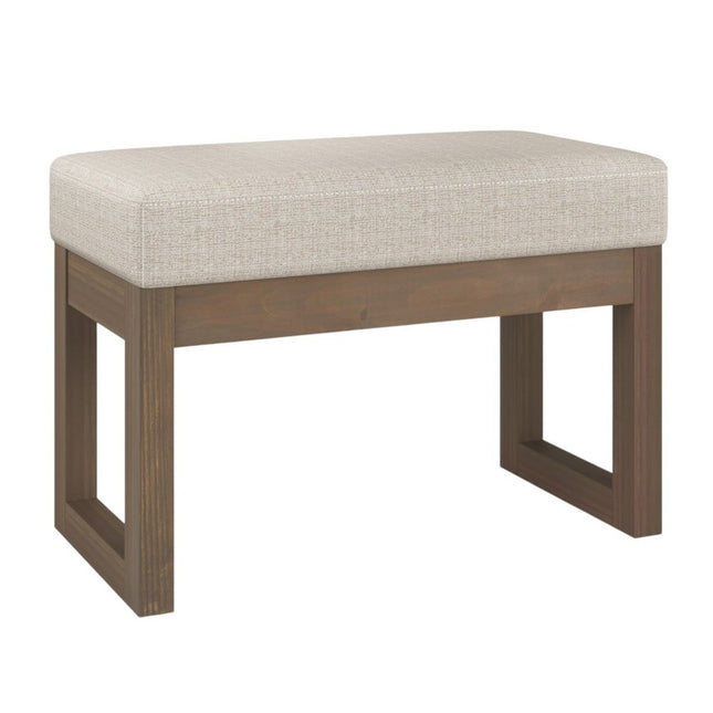 27" Platinum and Brown Fabric Footstool