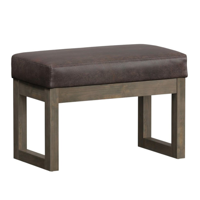 27" Brown Leather Footstool