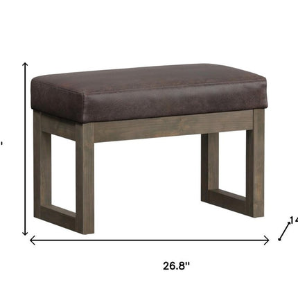 27" Brown Leather Footstool