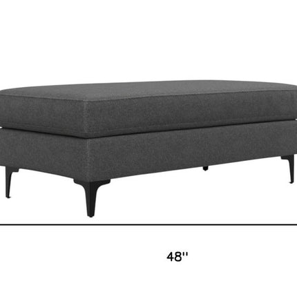 48" Gray and Black Fabric Ottoman