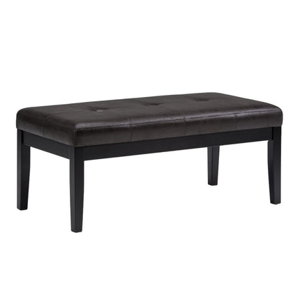41" Black and Espresso Leather Ottoman